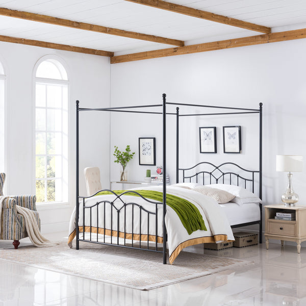 Traditional Iron Canopy Queen Bed Frame - NH003803