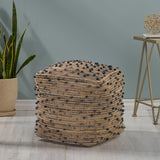 Boho Jute and Cotton Pouf - NH366013