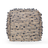 Boho Jute and Cotton Pouf - NH366013