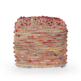 Boho Jute and Cotton Pouf - NH366013