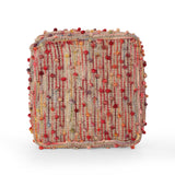 Boho Jute and Cotton Pouf - NH366013