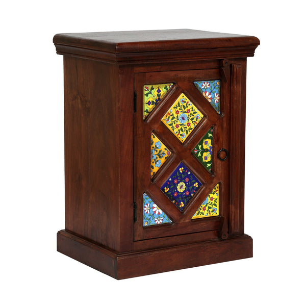 Handcrafted Boho Mango Wood Nightstand - NH598313