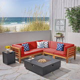 Outdoor V-Shaped Sectional Sofa Set with Fire Pit - NH970703