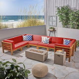 Outdoor U-Shaped Sectional Sofa Set with Fire Pit - NH790703