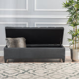 Button-Tufted Fabric Storage Ottoman Bench - NH642992