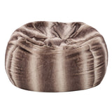 Plush Oak Brown Stripes Fur Fabric Bean Bag - NH337992