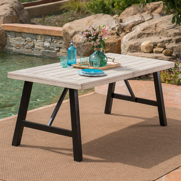 Outdoor Light Gray Finished Acacia Wood Dining Table - NH147303