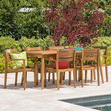 Outdoor Teak Finish Acacia Wood 7 Piece Dining Set - NH915003