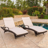 Outdoor Wicker Armed Chaise Lounge Chairs w/ Cushions (set of 2) - NH697692