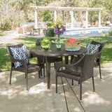 Outdoor 5 Piece Wicker Circular Dining Set - NH541103