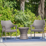 Outdoor 3 Piece Grey Wicker Stacking Chair Chat Set - NH869003