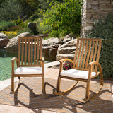 Outdoor Acacia Wood Rocking Chair with Water Resistant Cushions - Set of 2 - NH096203