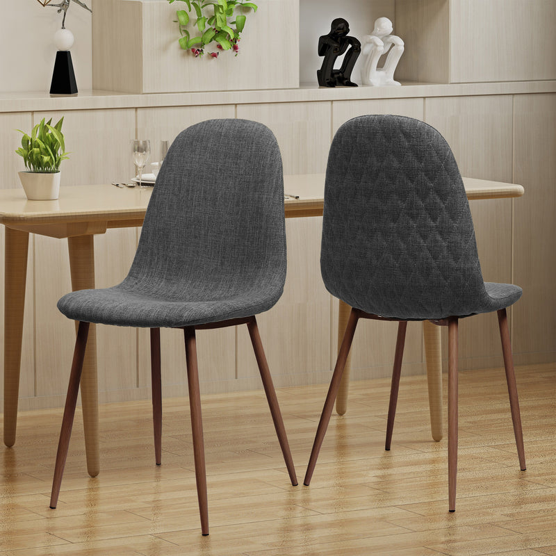 Mid Century Fabric Dining Chairs with Wood Finished Legs - Set of 2 - NH302303