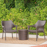 Outdoor 3 Piece Multi-brown Wicker Stacking Chair Chat Set - NH749003