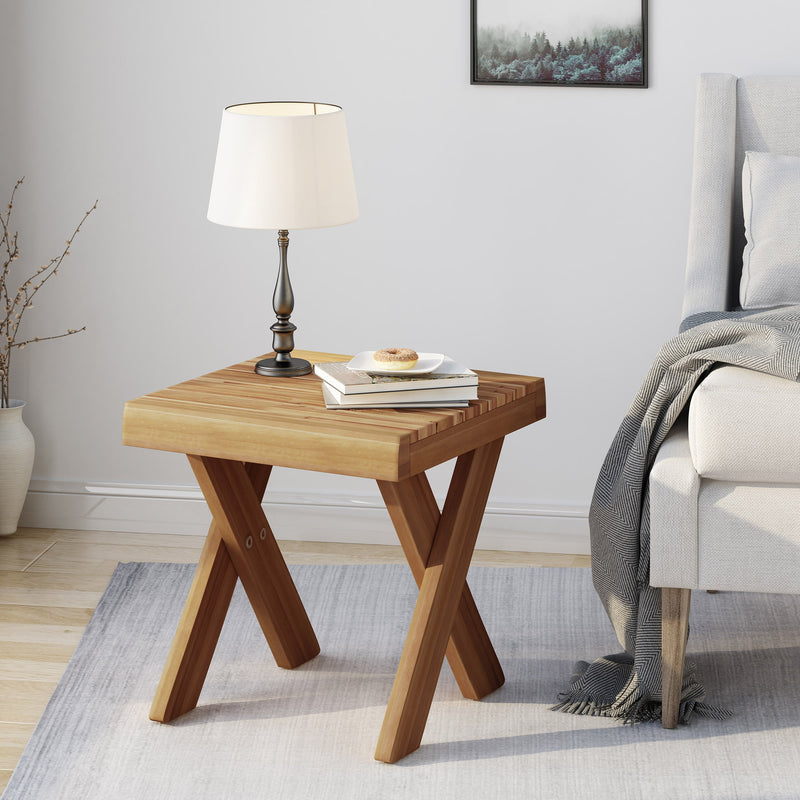 Farmhouse Acacia Wood Side Table - NH424403