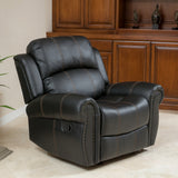 Contemporary Upholstered Faux Leather Gliding Recliner - NH864692