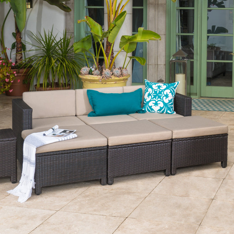 Outdoor Wicker Daybed Set w/ Water Resistant Cushions - NH474003