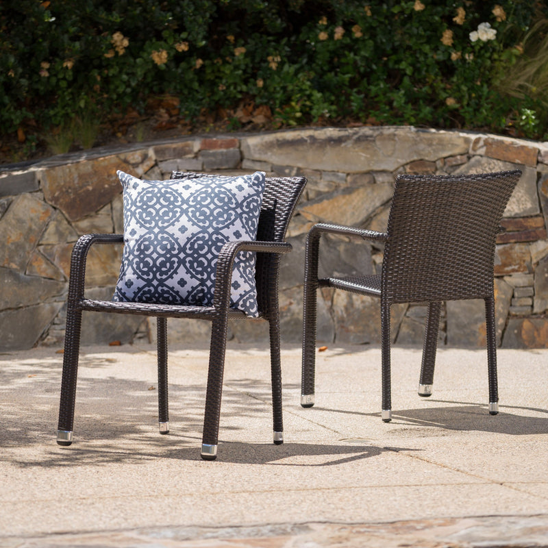 Outdoor Wicker Armed Aluminum Framed Stack Chairs (Set of 2) - NH332103