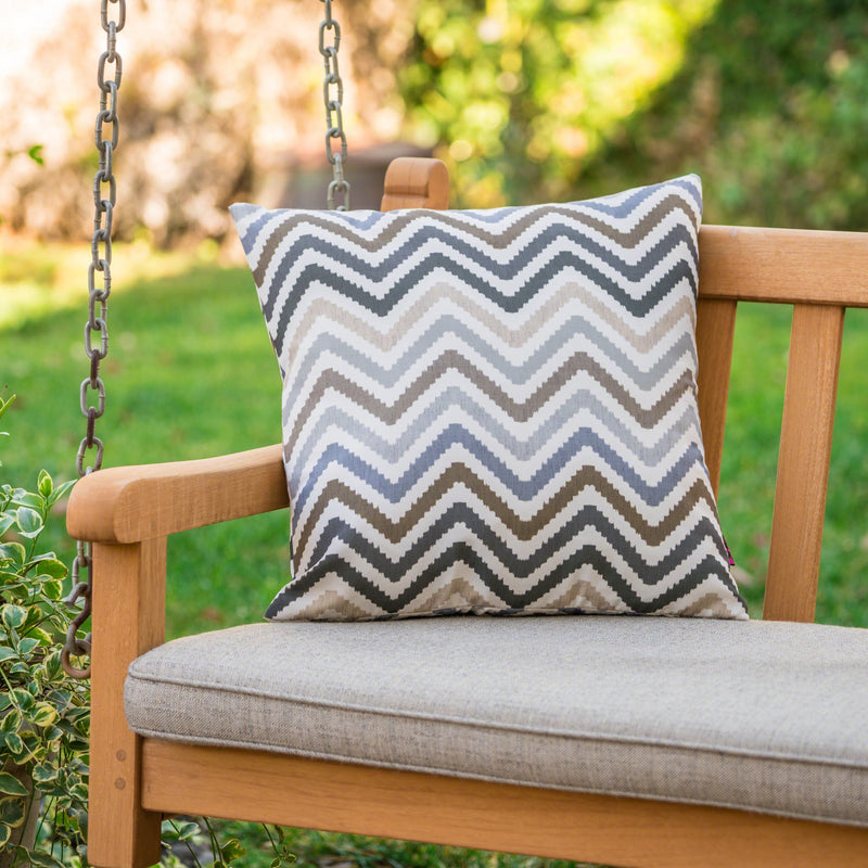 Outdoor Zig Zag Striped Water Resistant Square Pillow - NH470303