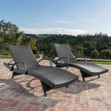 Outdoor Gray Wicker Arm Chaise Lounges - NH381103