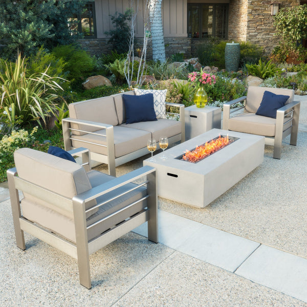 5pc Outdoor Fire Table Sofa Set - NH878992