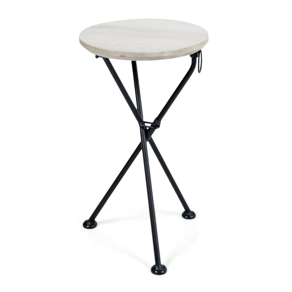 Portable Foldable Light Gray Finished Acacia Wood Side Table - NH326303