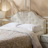 Studded Edge Ivory Fabric Queen/Full Headboard - NH919892