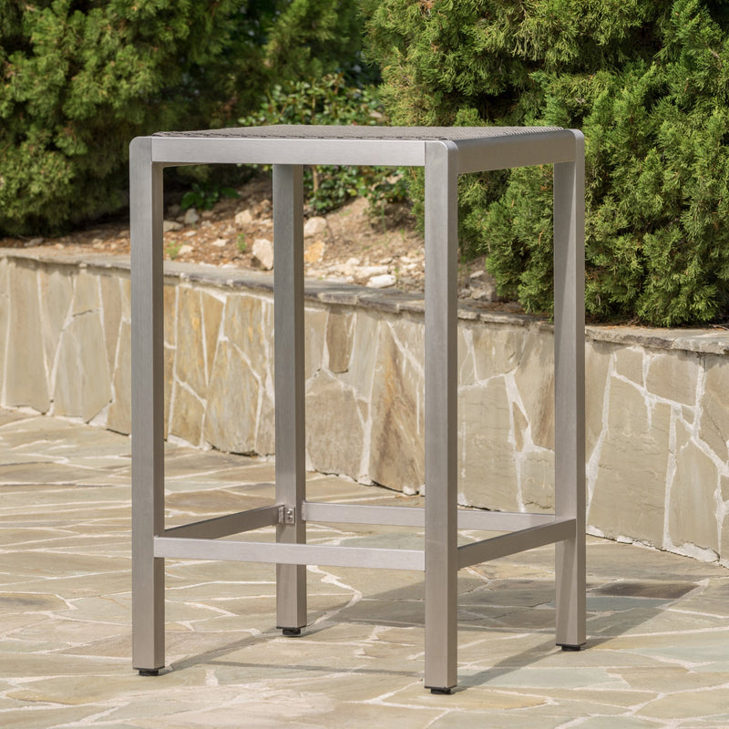 Outdoor Modern Gray Wicker Bar Table with Aluminum Frame - NH753003