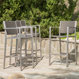 Outdoor Modern Gray Wicker Barstools with Aluminum Frame (Set of 4) - NH653003