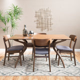 Mid-Century Natural Walnut Finish 5 Piece Dining Set - NH313992