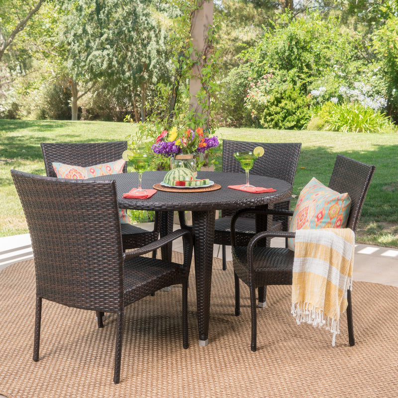 Outdoor 5 Piece Wicker Dining Set - NH441103