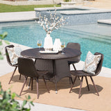 Outdoor 5 Piece Multi-brown Wicker Circular Dining Set - NH469103