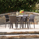 Outdoor Aluminum Framed Wicker 5 Piece Dining Set - NH922103