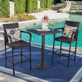 Outdoor 3 Piece Square Multi-brown Wicker Bar Set - NH744203