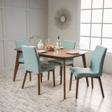 Mid Century Fabric & Wood Finish 5 Piece Dining Set - NH103992