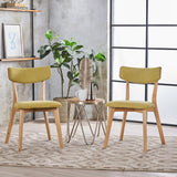 Mid Century Fabric Dining Chairs with Natural Oak Finish(Set of 2) - NH403103