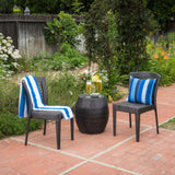 Outdoor 3-Piece Multi-Brown Wicker Chat Set with Stacking Chairs - NH211103