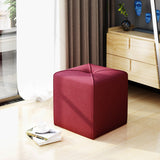 Modern Fabric Upholstered Square Ottoman with Tonal Piping - NH738303