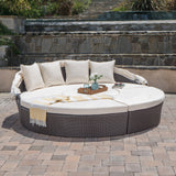 Outdoor Brown Wicker Canopy Daybed with an Ice Bucket - NH071832