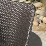 Outdoor 7 Piece Multi-brown Wicker Dining Set with Wood Finished Legs - NH446203