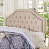 Tufted Light Beige Fabric Queen/Full Headboard - NH186003