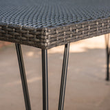 Outdoor Gray Wicker Rectangular Dining Table with Hair Pin Legs - NH871203