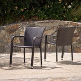 Outdoor Wicker Armed Aluminum Framed Stack Chairs (Set of 2) - NH332103