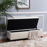 Button Tufted Leather Storage Ottoman Bench - NH668692