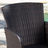 Outdoor 3 Piece Square Multi-brown Wicker Bar Set - NH844203