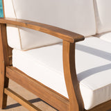 Outdoor 4 Seat Teak Finished Acacia Wood Chat Set with Water Resistant Cushions - NH927303