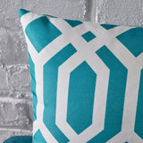 Indoor Dark Teal Arabesque Patterned Water Resistant Square Throw Pillow - NH198203