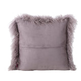 Shaggy Light Purple Lamb Fur Square Pillow - NH380303