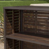 Outdoor 5 Piece Dark Brown Finished Acacia Wood Bar Set - NH920103