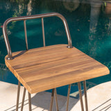 Outdoor Industrial Teak Finished Acacia Wood Bar Set - NH844303